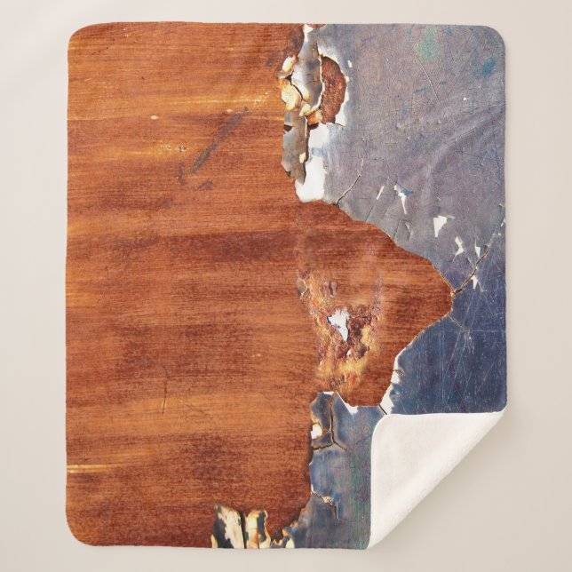 Rustic Metal: Vintage Iron Texture. Sherpa Blanket (Front)