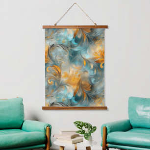 Rustic Metallic Paisley Abstract -Vintage-Inspired Hanging Tapestry