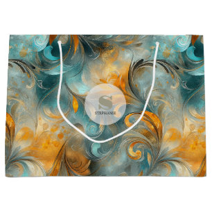 Rustic Metallic Paisley Abstract -Vintage-Inspired Large Gift Bag