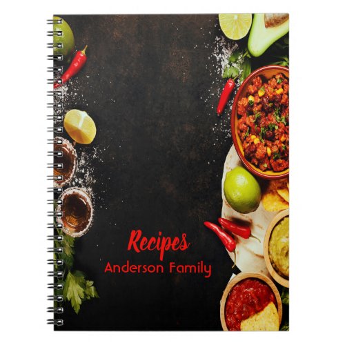 Rustic Mexican food style recipe notebook