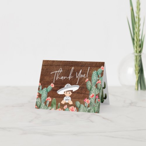 Rustic Mexican Silver Charro Baptism ThankYou Card