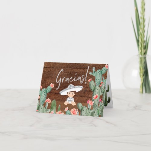 Rustic Mexican Silver Charro Baptism ThankYou Card