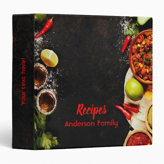 Rustic Mexican style recipe cookbook binder (Front/Spine)