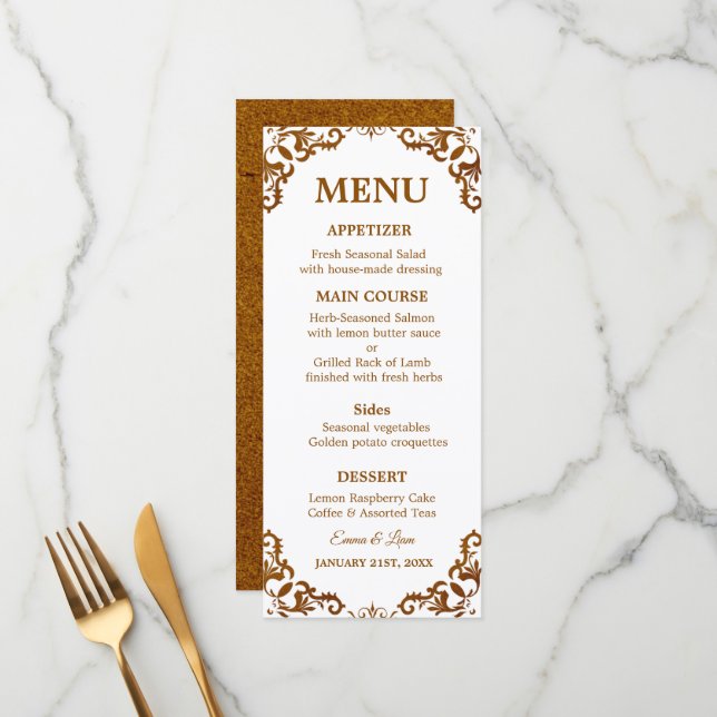 Rustic Mexican Wedding Menu Card (Front/Back In Situ)