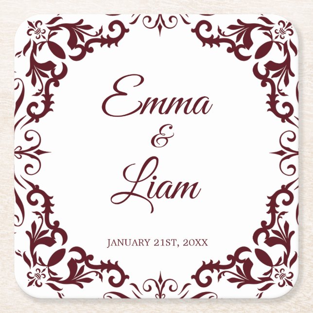 Rustic Mexican Wedding Paper Coasters (Front)