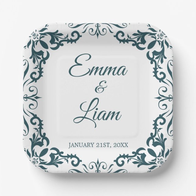 Rustic Mexican Wedding Paper Plates – Papel Picado (Front)