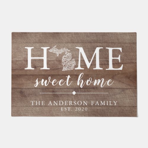 Rustic MICHIGAN Personalized State Doormat