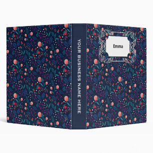Rustic Midnight Blue Spring Flowers Garden 3 Ring Binder
