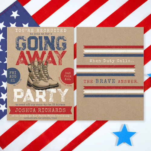Rustic Military Boots Going Away Farewell Party Invitation Rustic Military Boots Going Away Farewell Party Invitation