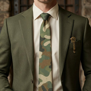 Rustic Military Camo Pattern Neck Tie