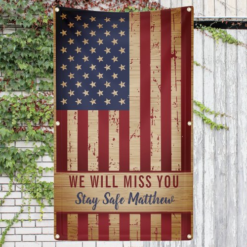 Rustic Military Going Away Party American Flag Banner