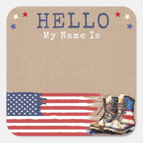 Rustic Military Going Away Party Name Tag Stickers