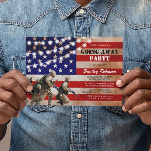Rustic Military Going Away Party  Soldier Invitation