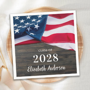 Rustic Military Graduation American Flag Patriotic Napkins