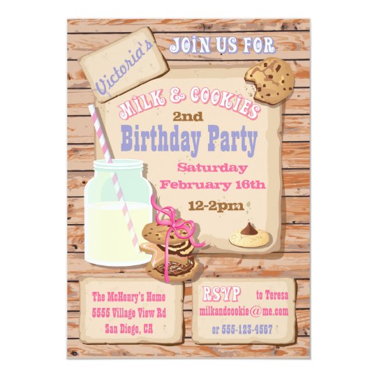 Rustic Milk And Cookies Birthday Party Invitations Zazzle Com