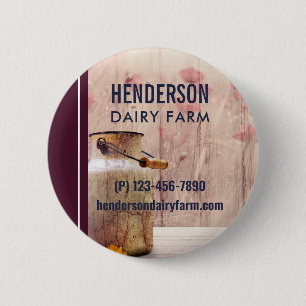 Rustic Milk Can Country Style on Wood Business Button
