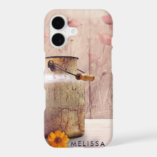 Rustic Milk Can Country Style on Wood iPhone 17 Case