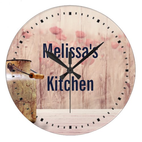 Rustic Milk Can Country Style on Wood Large Clock