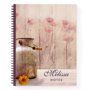 Rustic Milk Can Country Style on Wood Notebook