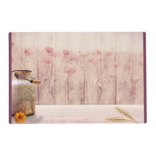 Rustic Milk Can Country Style on Wood Placemat