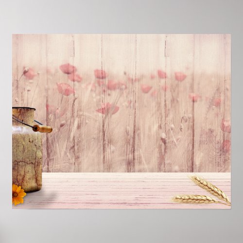 Rustic Milk Can Country Style on Wood Poster