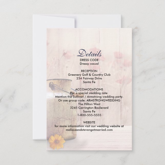 Rustic Milk Can Country Wedding Details Enclosure Invitation (Front)