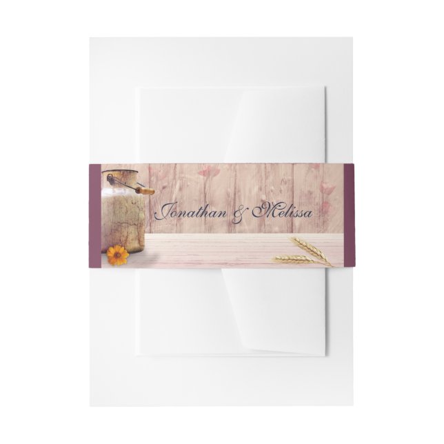 Rustic Milk Can Country Wedding Invitation Belly Band (Front Example)