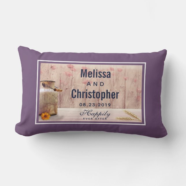 Rustic Milk Can Country Wedding Lumbar Pillow (Front)