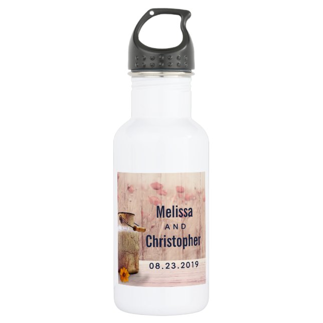 Rustic Milk Can Country Wedding Stainless Steel Water Bottle (Front)