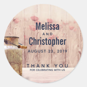 Rustic Milk Can Country Wedding Thank You Classic Round Sticker