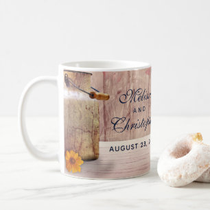Rustic Milk Can with Wheat and Flowers Wedding Coffee Mug