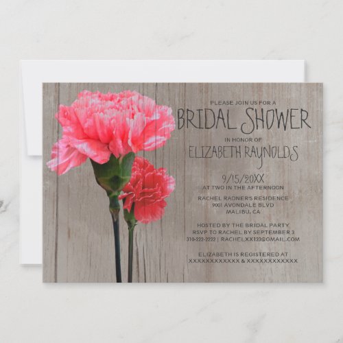 Rustic Mini-Carnation Bridal Shower Invitations