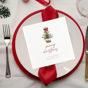 Rustic Mini Christmas Tree Holiday Party Napkins