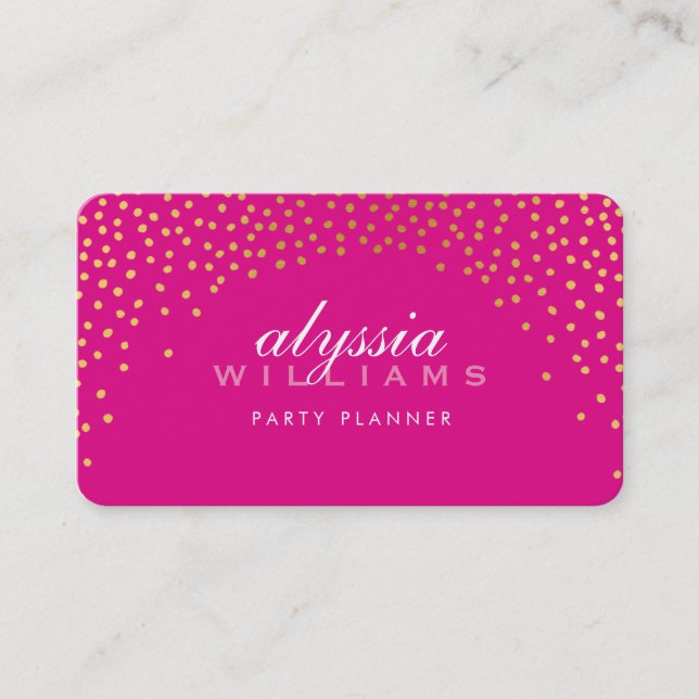 RUSTIC MINI CONFETTI cute luxe gold foil pink Business Card (Front)