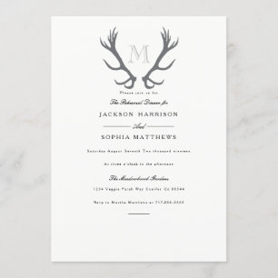 Rustic Minimal Antler & Initial Wedding Invite