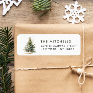 Rustic Minimal Christmas Pine Tree Return Address Label