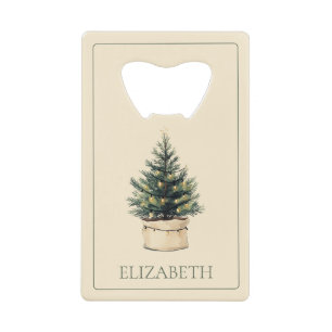 Rustic Minimal Christmas Tree Credit Card Bottle Opener