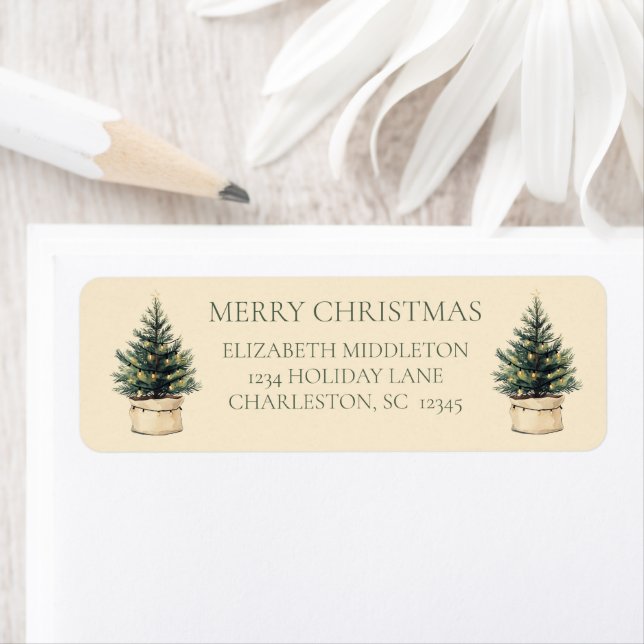 Rustic Minimal Christmas Tree Holiday Label (Insitu)