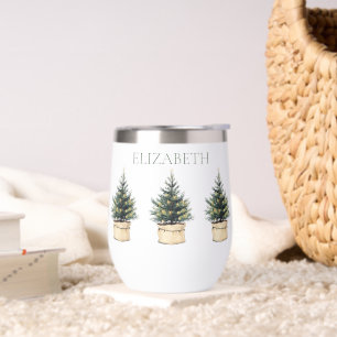 Rustic Minimal Christmas Tree Thermal Wine Tumbler