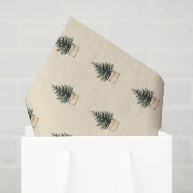 Rustic Minimal Christmas Tree Tissue Paper (Gift Bag)
