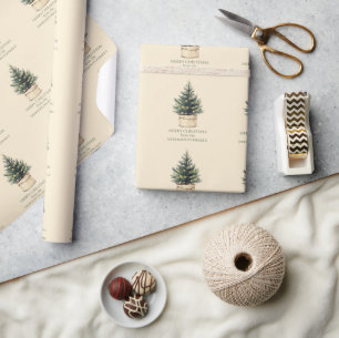 Rustic Minimal Christmas Tree Wrapping Paper