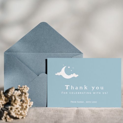 Rustic Minimal Cute blue cloud thankyou Thank You Card