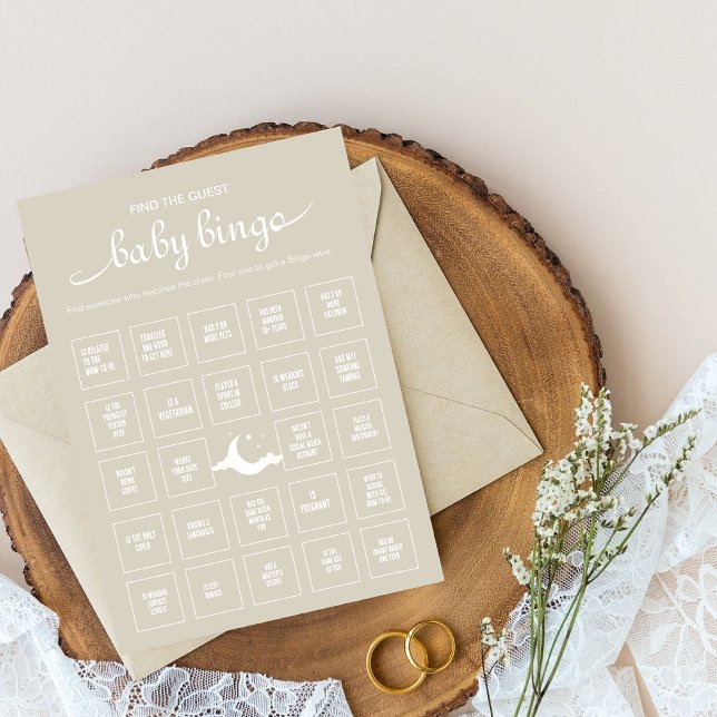 Rustic minimal find the guest baby bingo game invitation (Creator Uploaded)