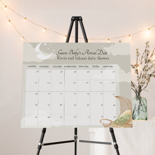 Rustic minimal guess baby's arival day baby shower foam board (In Situ (Stand))