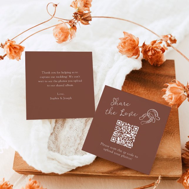 Rustic Minimal Horseshoe | QR Code Share the Love Enclosure Card (Creator Uploaded)