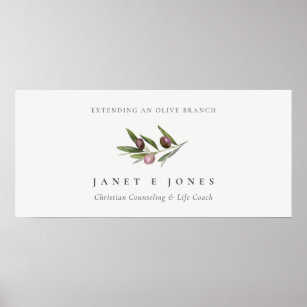 Rustic Minimal Olive Branch Fauna Business Poster