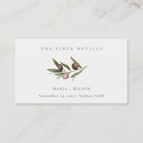 Rustic Minimal Olive Branch Fauna Wedding Website Business Card