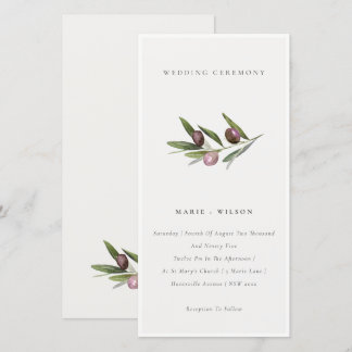 Rustic Minimal Olive Branch Foliage Wedding Invite