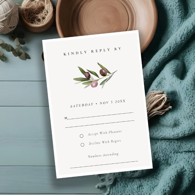 Rustic Minimal Olive Branch Foliage Wedding RSVP (Creator Uploaded)
