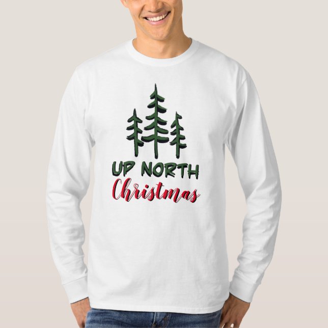 Rustic minimal pine tree holiday fun  T-Shirt (Front)